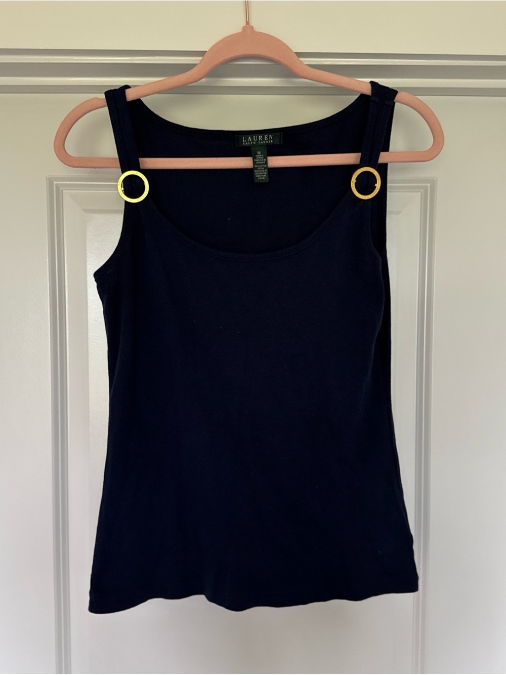 Lauren Ralph Lauren Navy Tank Top with Gold Ring Straps